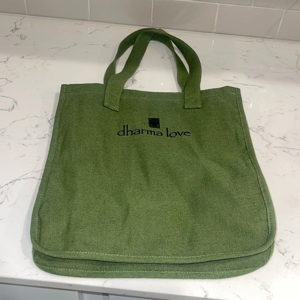 Dharma love bear (block print) Tahoe hemp tote - Picture 2 of 6